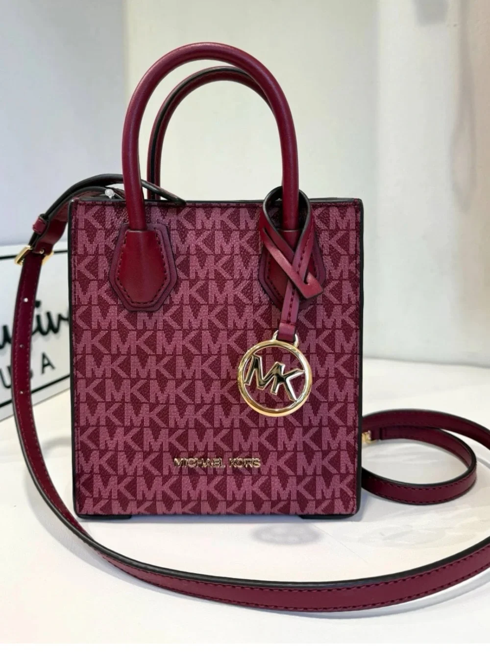 Michael Kors Mercer Mini Tote in mulberry with Gold Hardware and strap NWOT